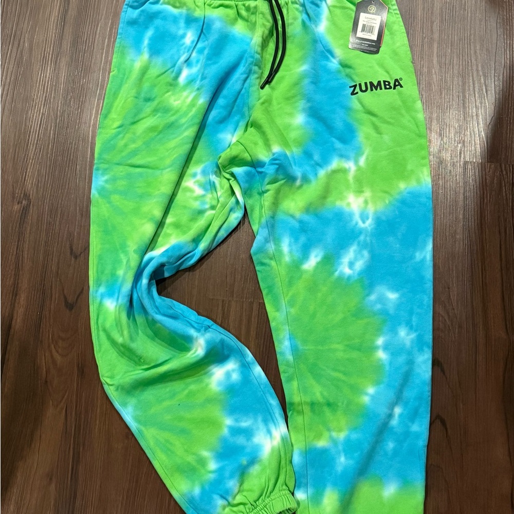 Zumba Fitness Tie-Dye Joggers - Blue and Green